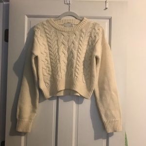 J.O.A. Cable Knit Crop Sweater